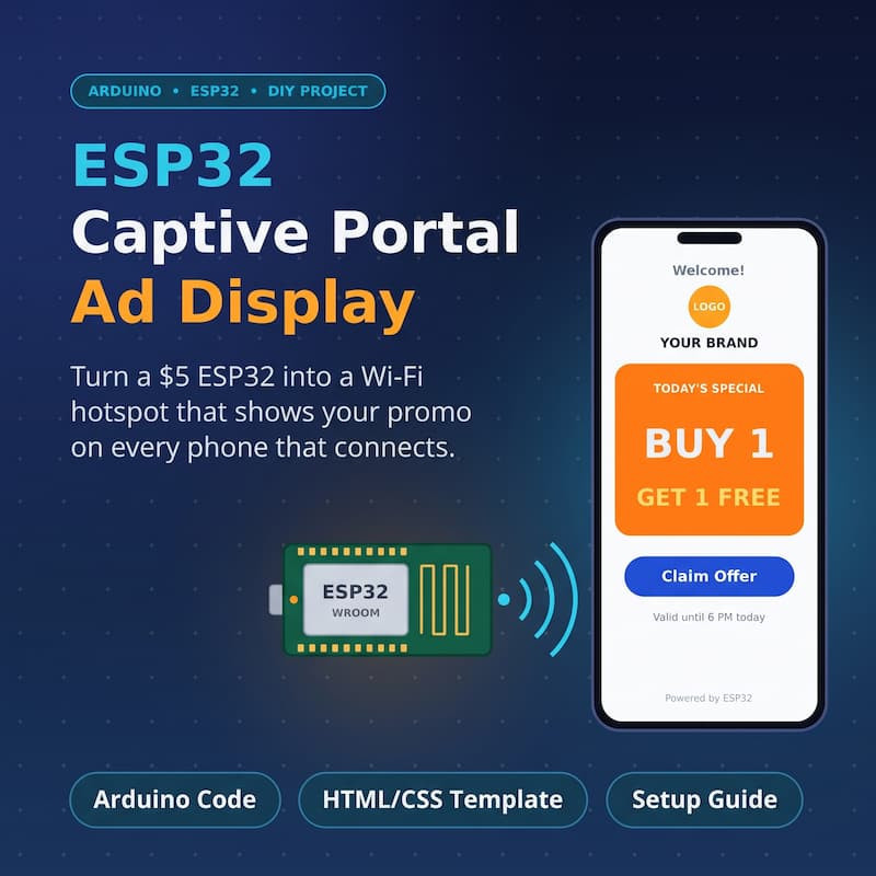 ESP32 Captive Portal Ad Display | Arduino Code & Template